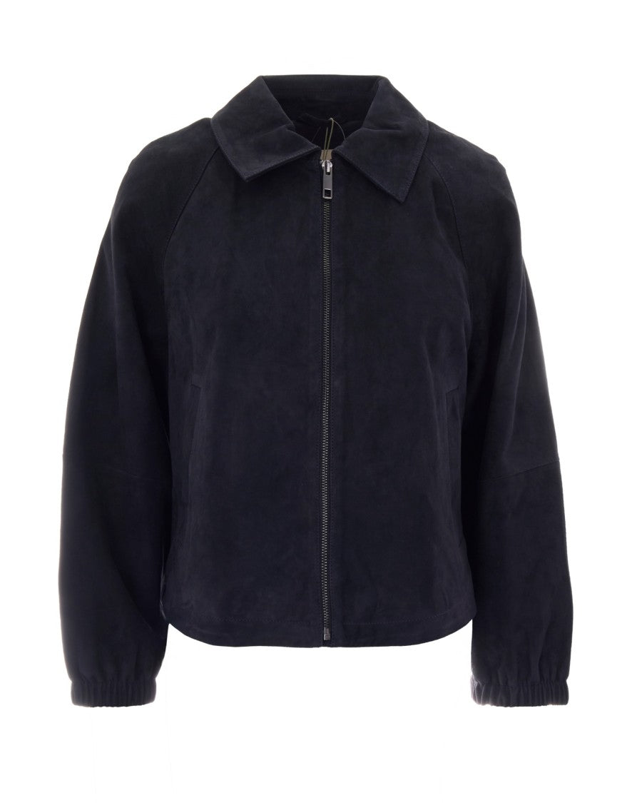 Max Mara Soft Suede Shirt Collar Raglan Sleeve Jacket