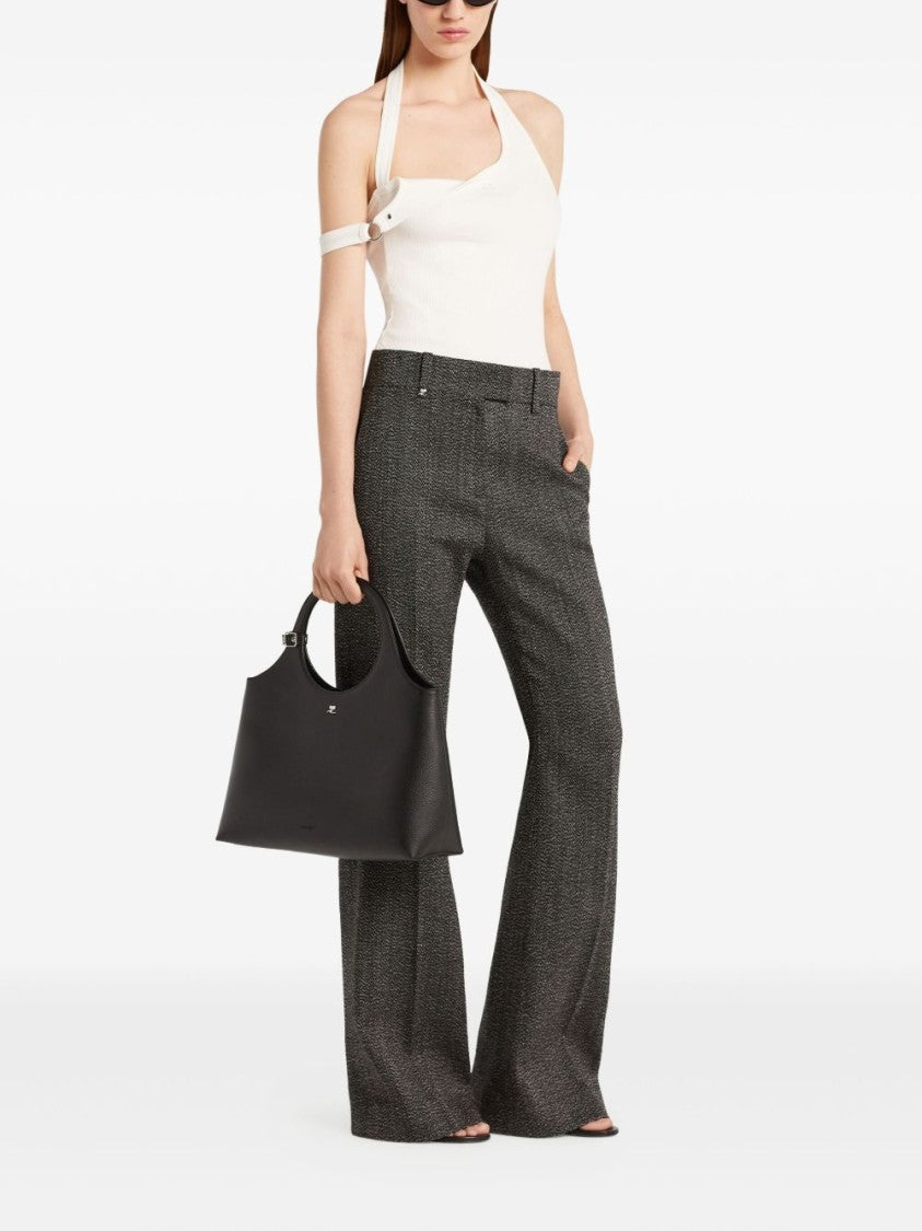 Courrèges Black Circular Logo Detail Top Bag