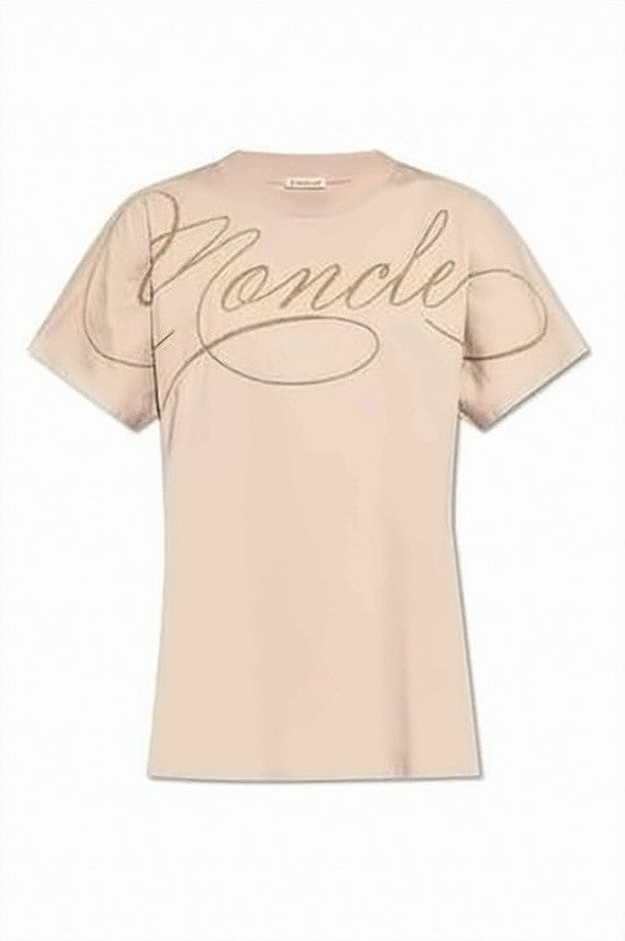 Moncler Cursively Embroidered Logo Cotton T-Shirt