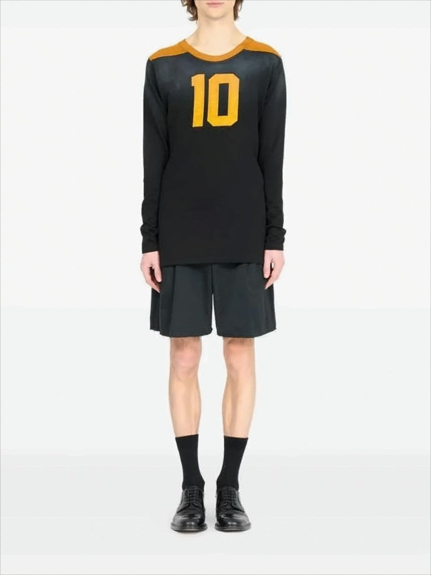 Maison Margiela Long-Sleeve Black Shirt With Orange Accents