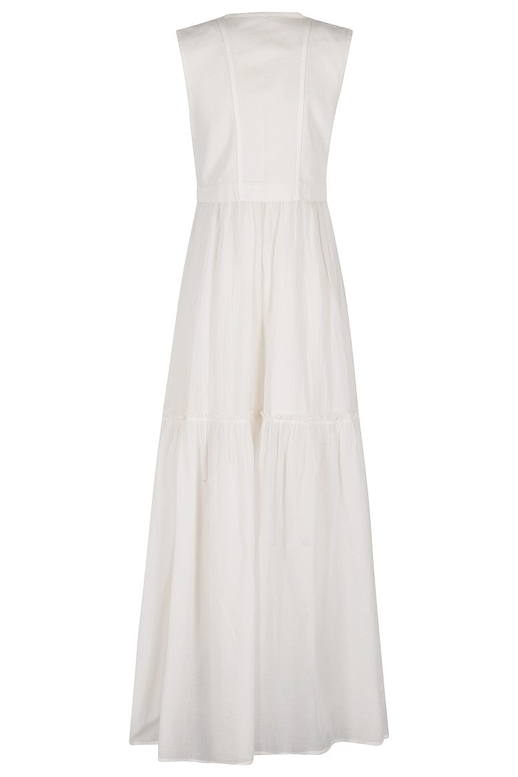 Pinko Andres White Cotton Voile Maxi Dress