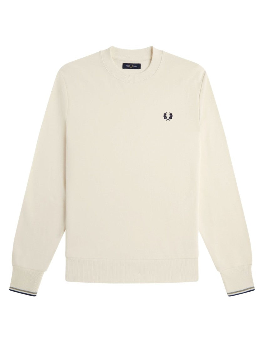 Fred Perry Minimalist Crewneck Sweatshirt With Embroidered Laurel Wreath