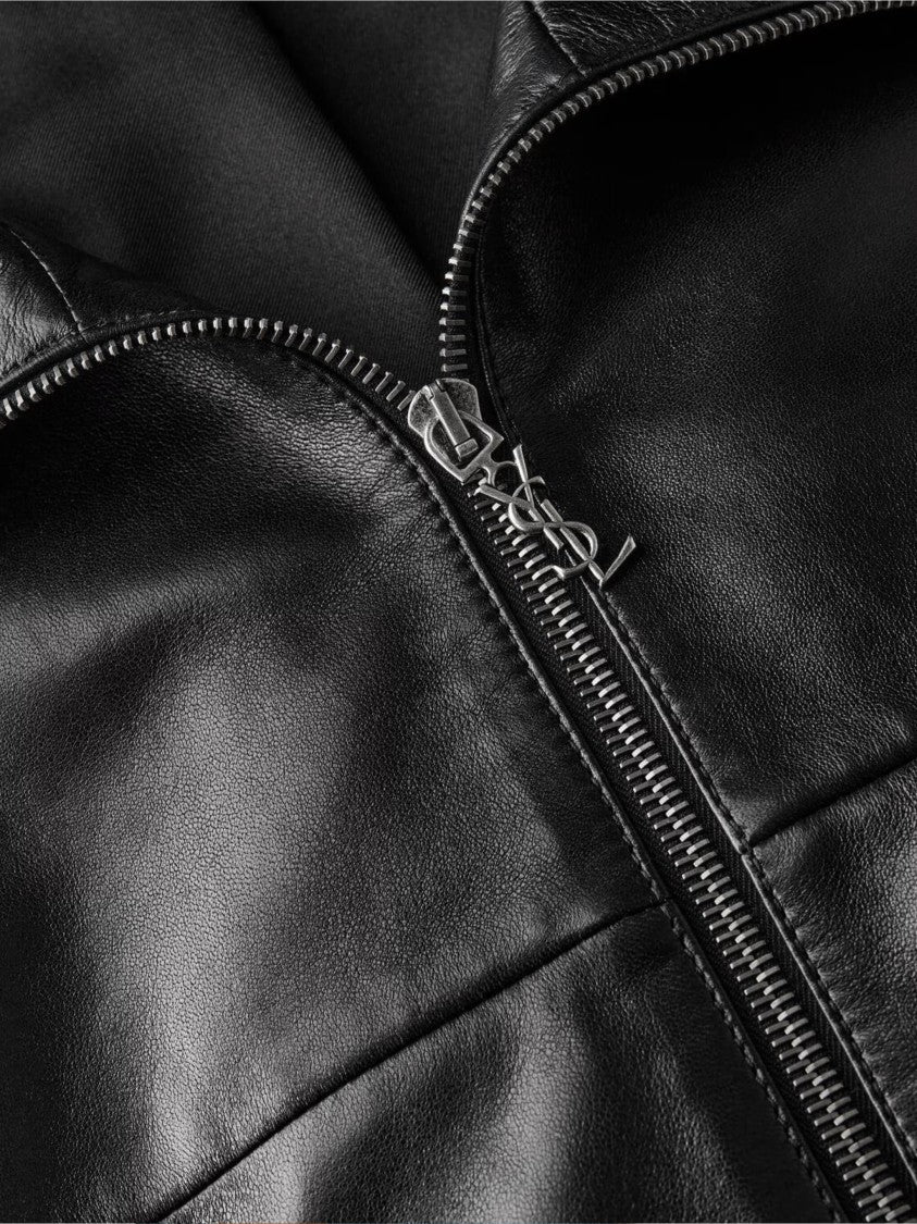 Saint Laurent Blouson Black Leather Zippered Jacket