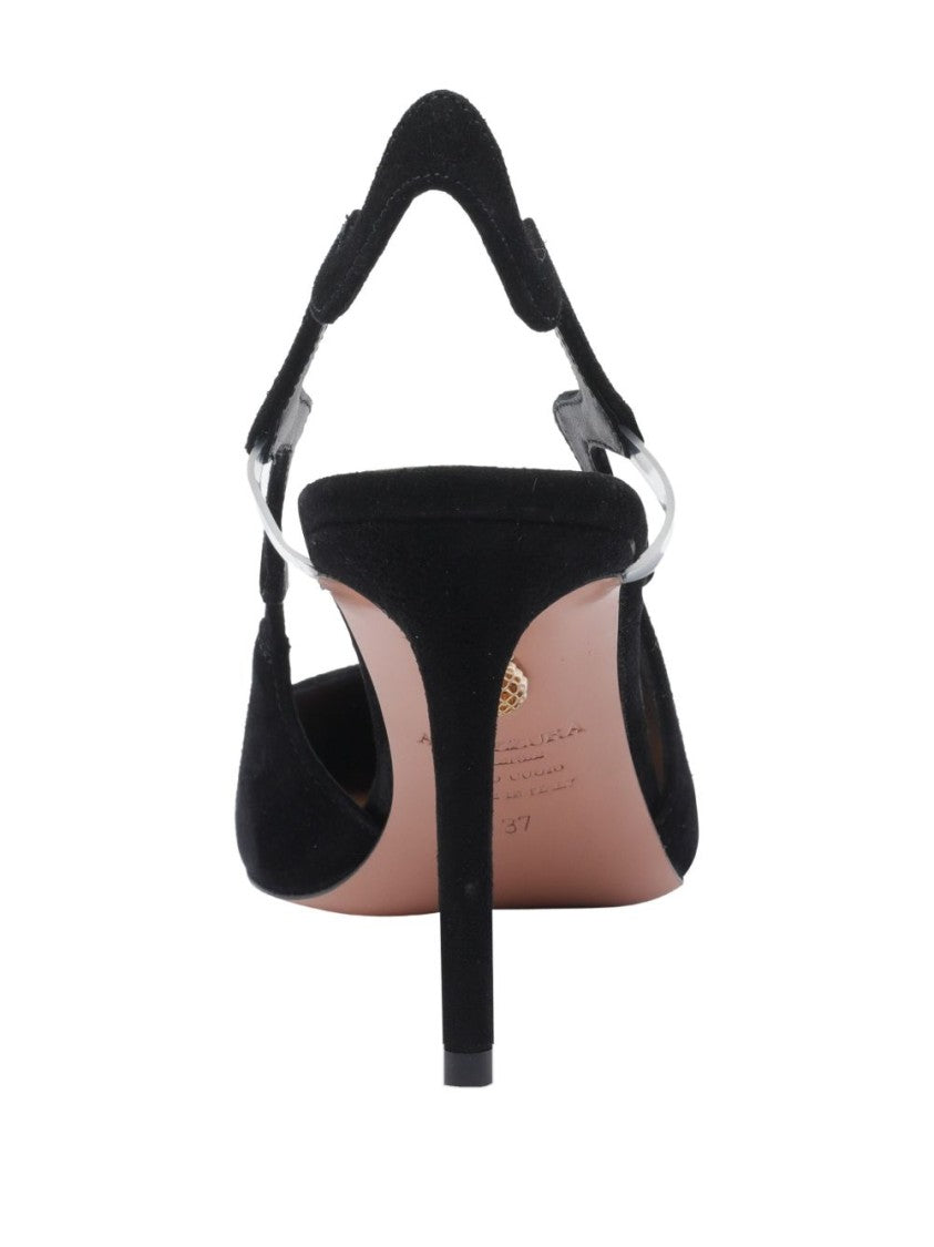 Aquazzura Black Suede Cut Out Stiletto Pumps