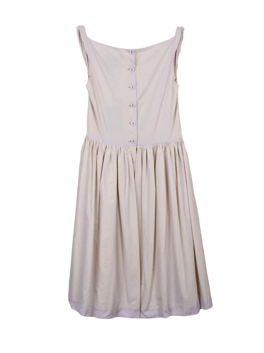 Vivienne Westwood Anglomania Draped Neckline Cotton Sunday Dress With Button Back Closure