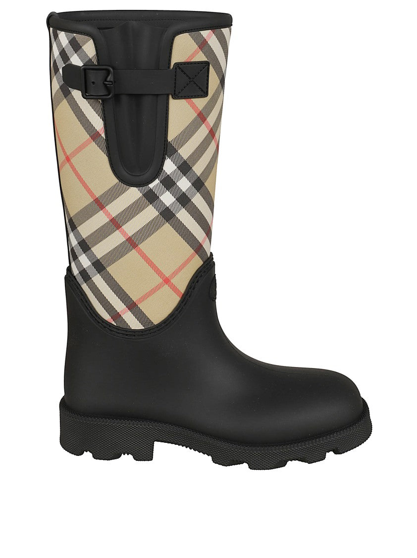 Burberry Woven Burberry Check Rain Boots