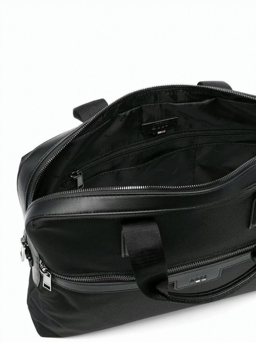 Hugo Boss Minimalist Black Recycled Polyester Shoulder Bag