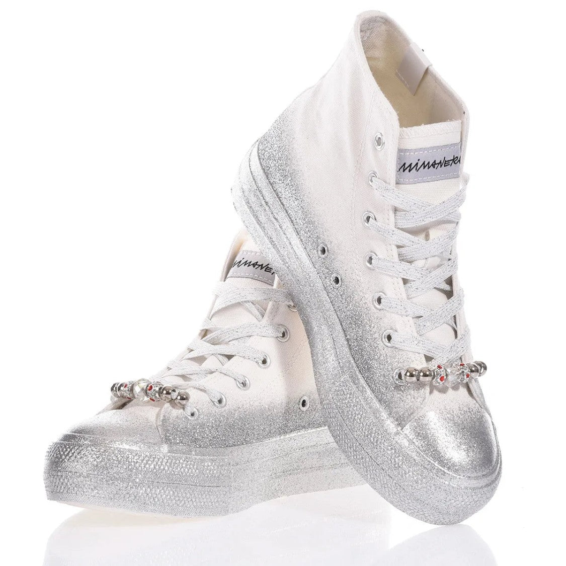 Mimanera Mimanera Airlines Platform Silver Glittery Sneakers