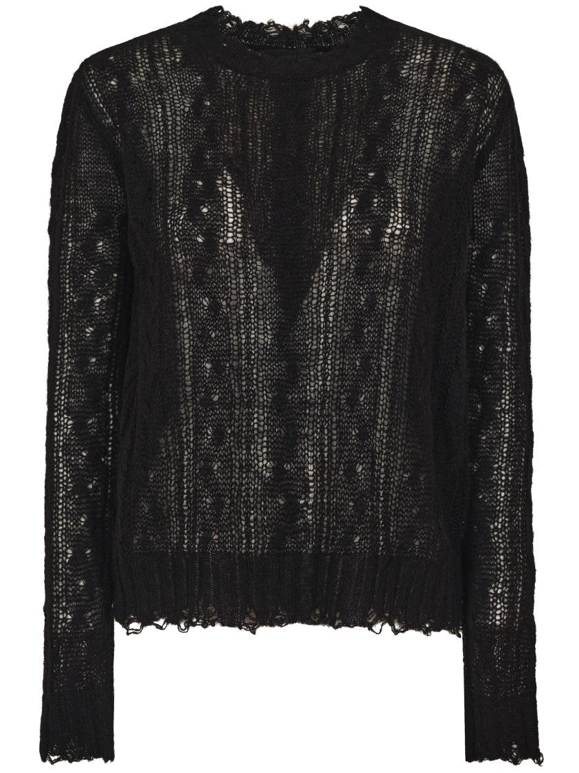 Alanui Delicate Textured Knit Sweater With Frayed Edges
