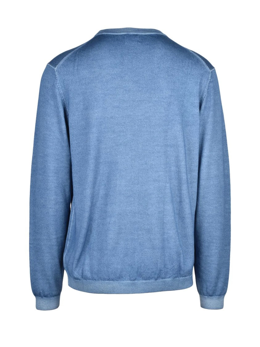 Sun68 Classic Crew Neck Sweater In Soft Merino Wool