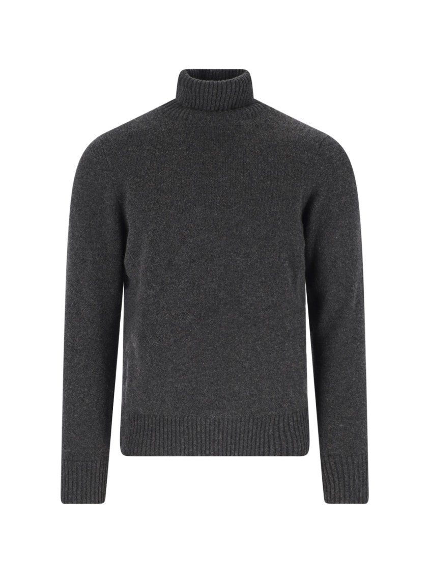 Drumohr Ribbed High-Neck Cashmere Sweater With Minimalist Design