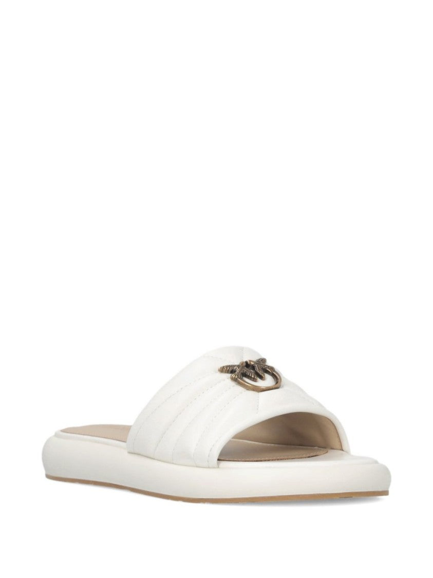 Pinko White Quilted Open Toe Sandals