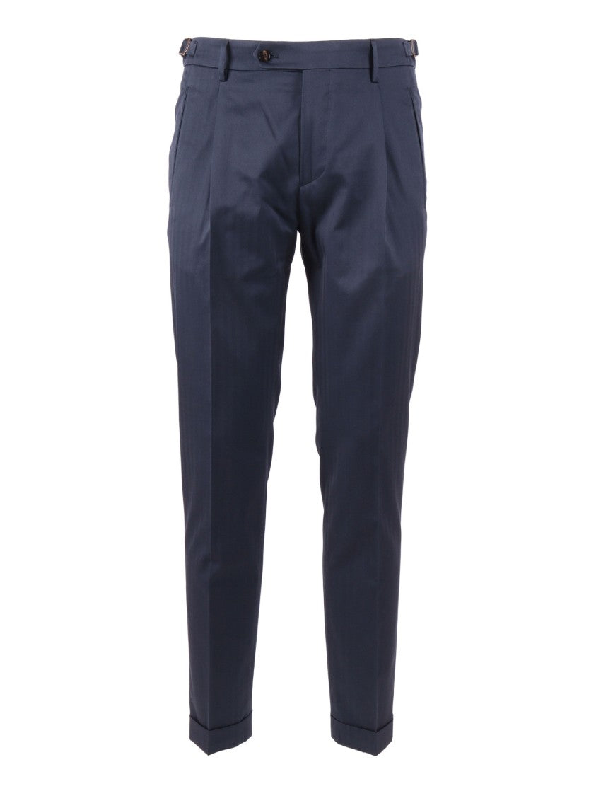 Berwich Blue Tailored Side Adjuster Straight-Leg Pants