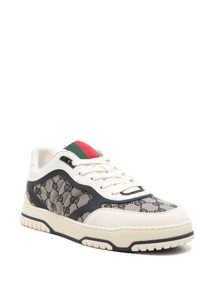 Gucci Lace-Up Flat Sneakers With Signature Monogram