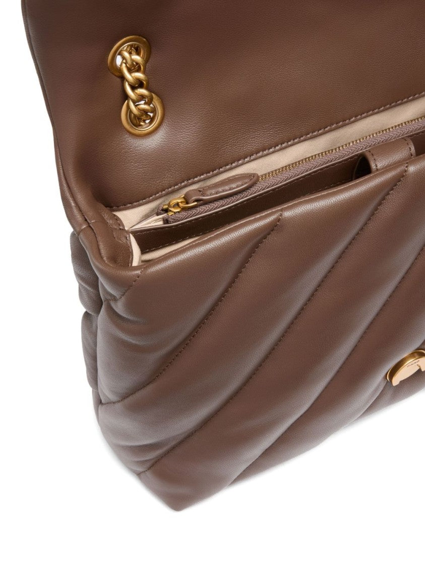 Pinko Slanted-Quilted Shoulder Bag With Logo Buckle