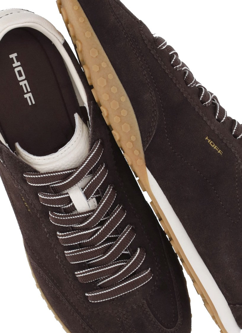 Hoff Brown Low-Profile Gold Detail Suede Sneakers