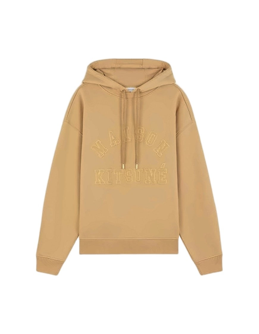 Maison Kitsuné Relaxed-Fit Brown Hoodie With Drawstring And Embroidered Detail