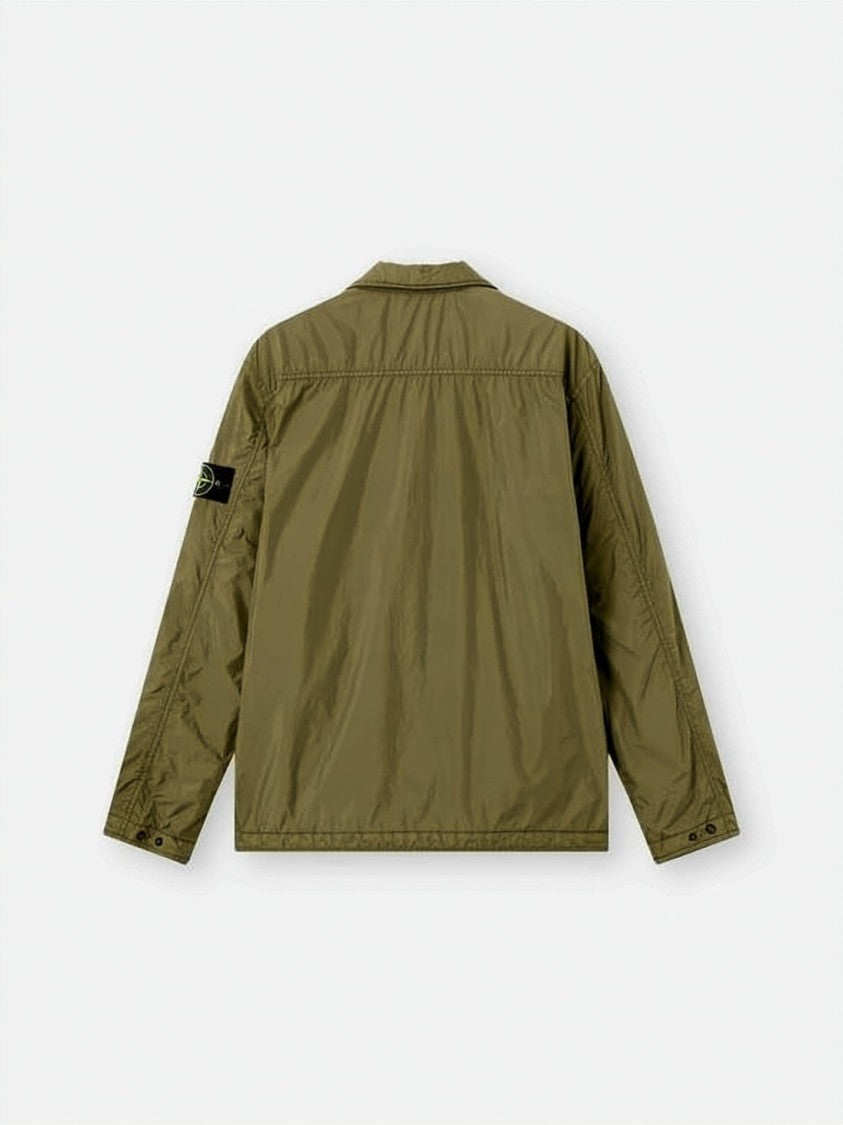 Stone Island Crinkled Texture Padded Overshirt With Signature Patch