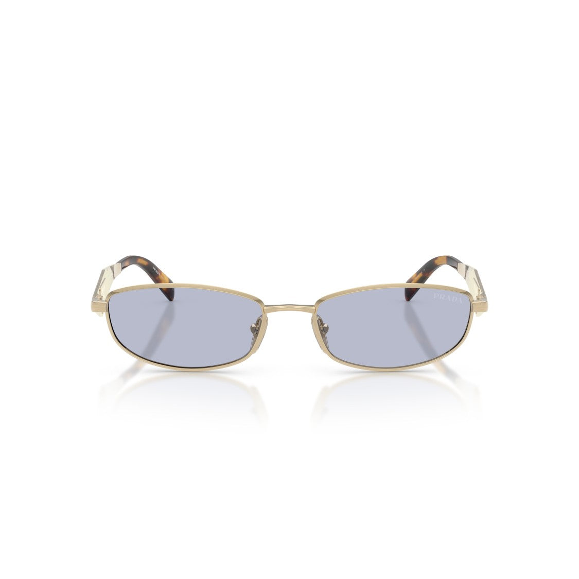 Prada Rectangular Gold-Tone Metal Frame Sunglasses With Tortoiseshell Temples