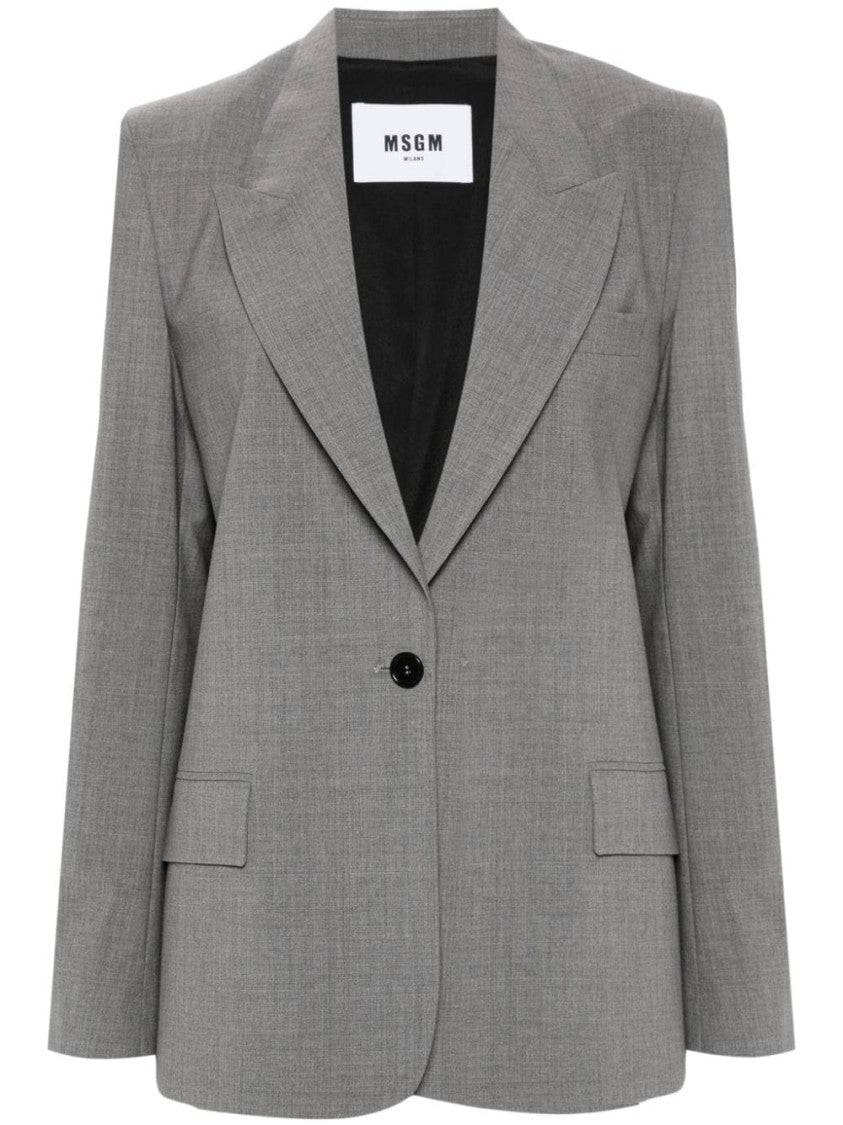 Msgm Medium Grey Classic Jacket With Button