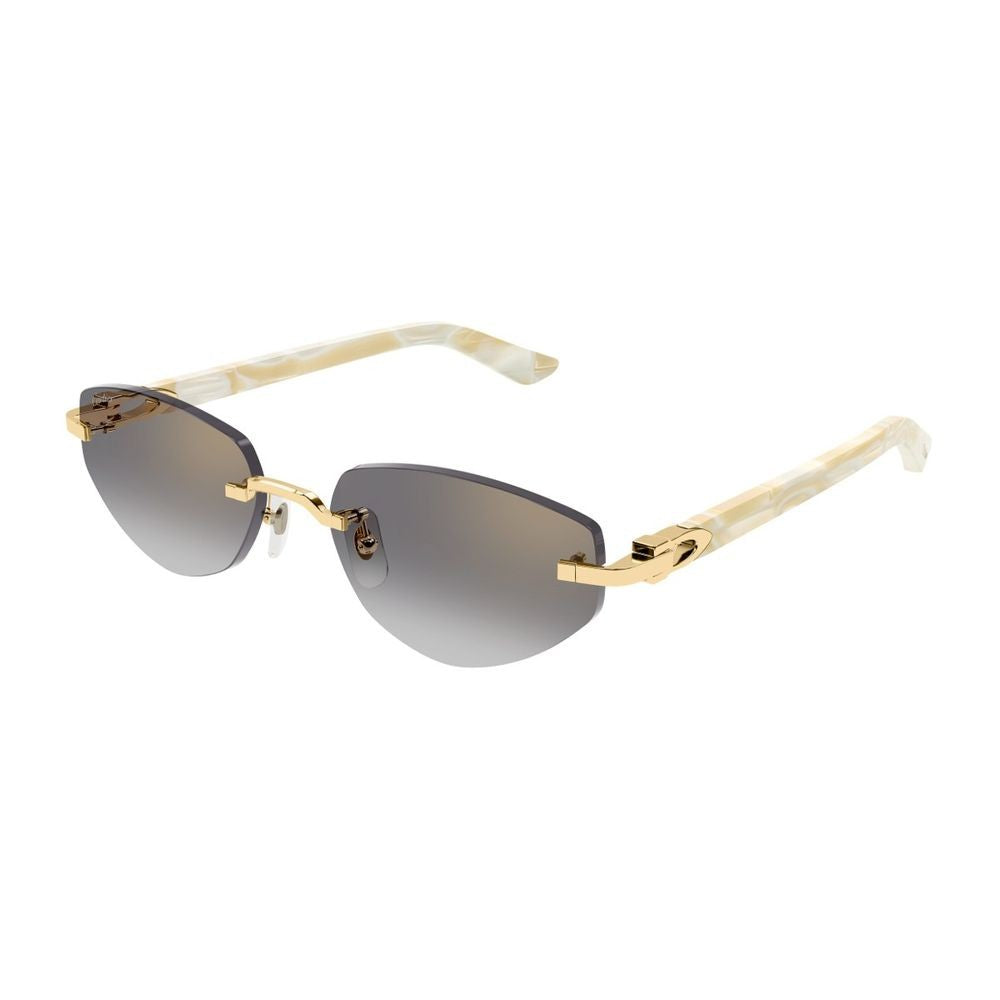 Cartier Ct0580s Décor C Allongé De Rimless Gold-Tone Metal Sunglasses