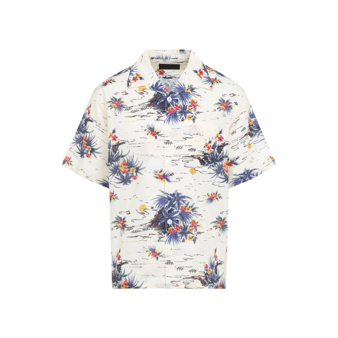 Prada Tropical Print Short-Sleeved Shirt With Classic Collar