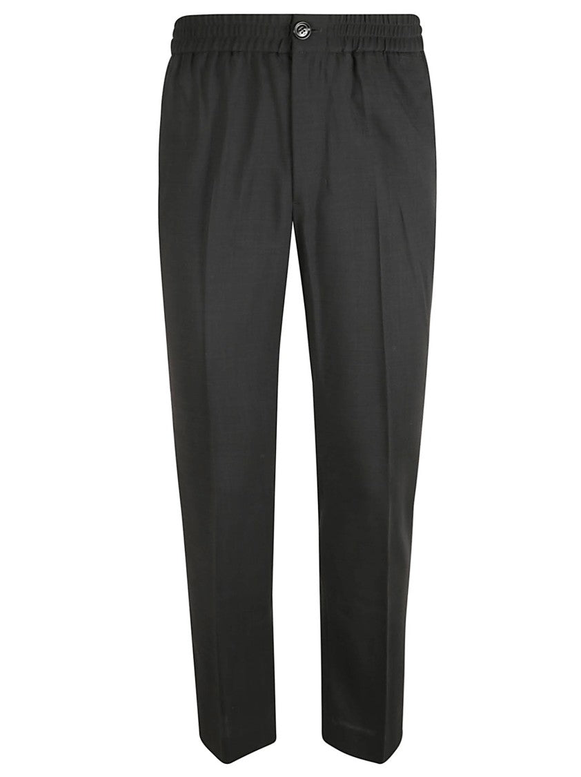 Ami Lightweight Wool Serge Trousers With Elasticated Waistband