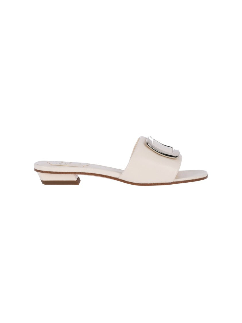 Roger Vivier White Lambskin Belle Vivier Sandals