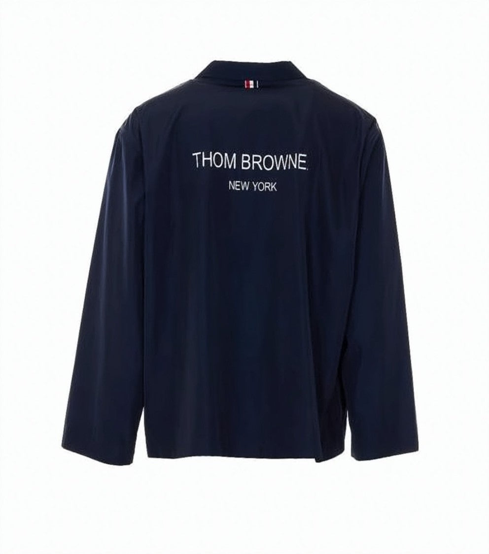 Thom Browne Boxy Cropped Coat With Notched Collar