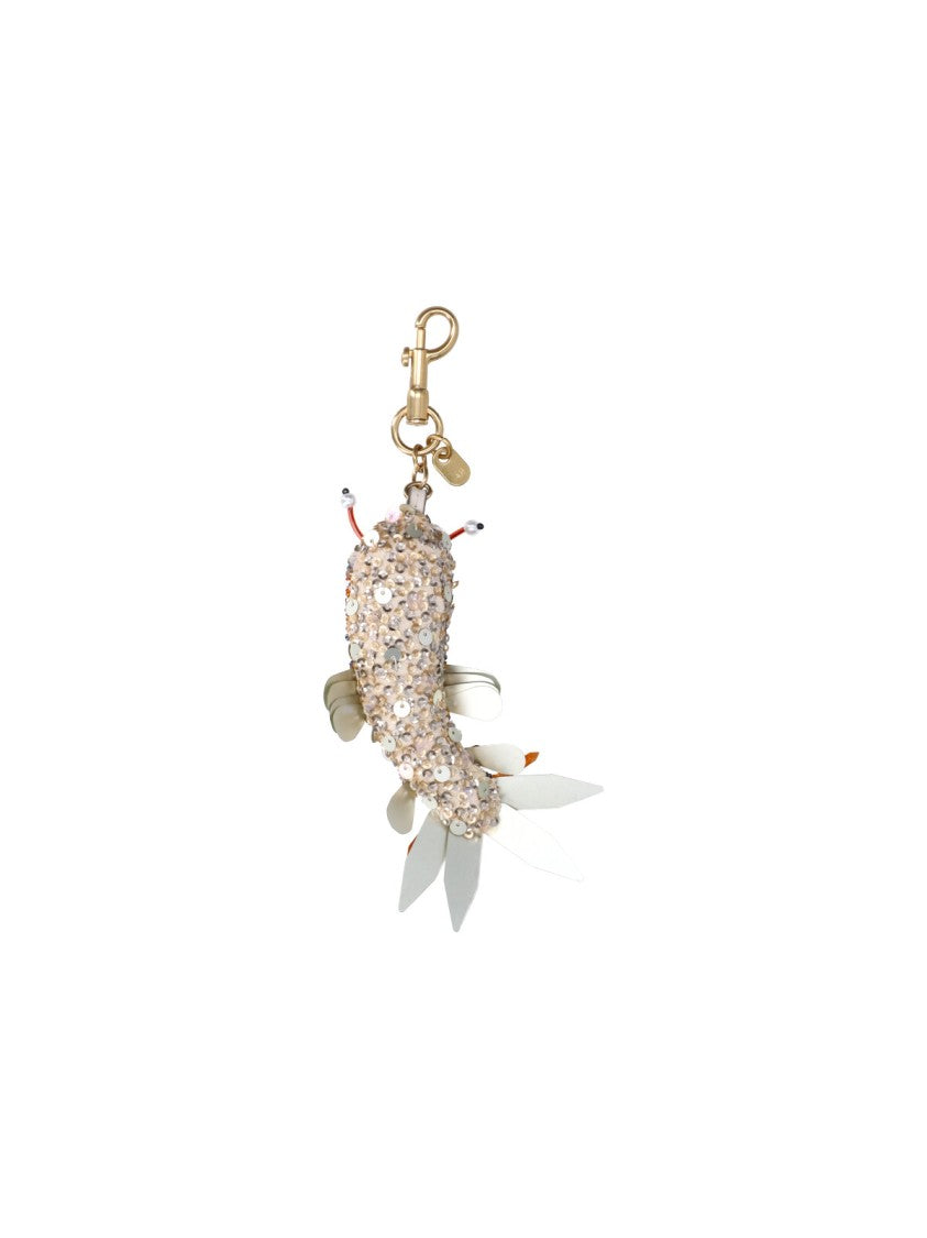 Anya Hindmarch Silver Koi Fish Sequin Fabric Key Charm