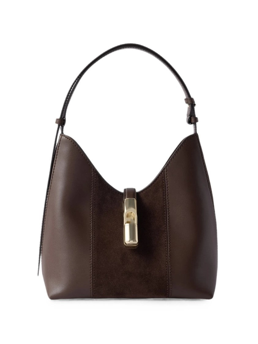 Furla Brown Hobo Bag With Suede Panel And Gold-Tone Closure