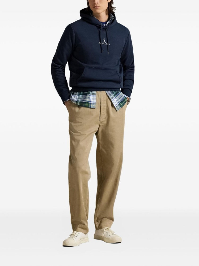 Polo Ralph Lauren Navy Blue Hoodie With Embroidered Script Logo