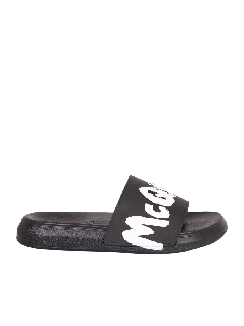 Alexander Mcqueen Black Slide Sandals
