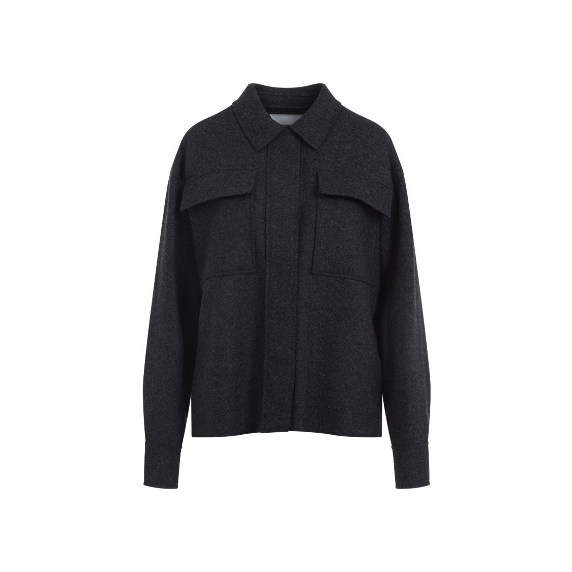 Jil Sander Classic Collar Black Wool Blend Top
