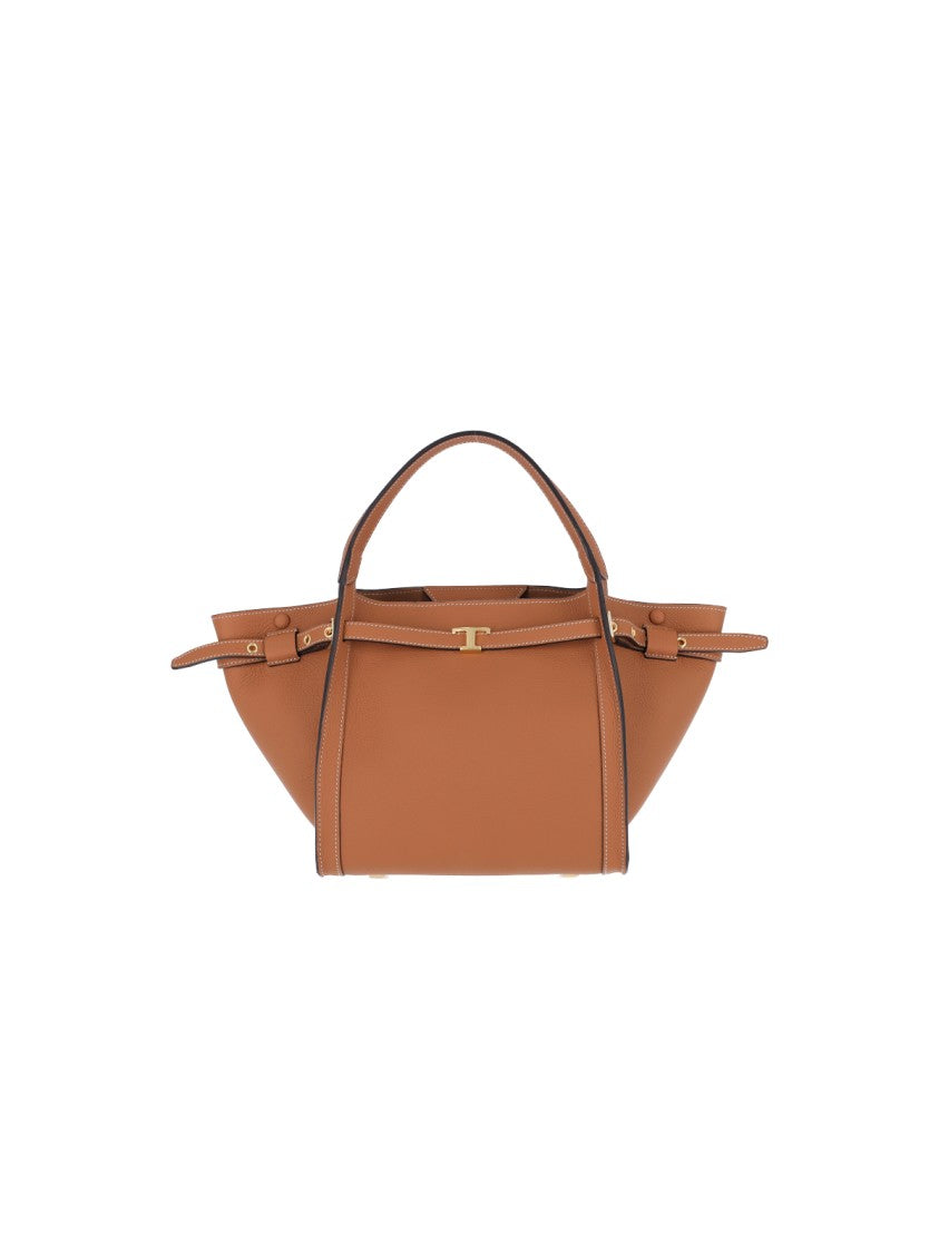 Tod's Brown T Signature Calfskin Tote Bag