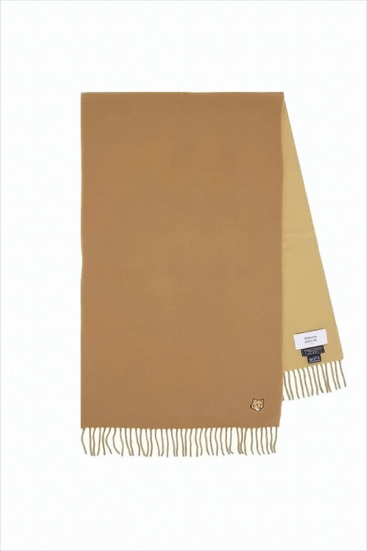 Maison Kitsuné Two-Tone Wool Scarf With Fringed Edges