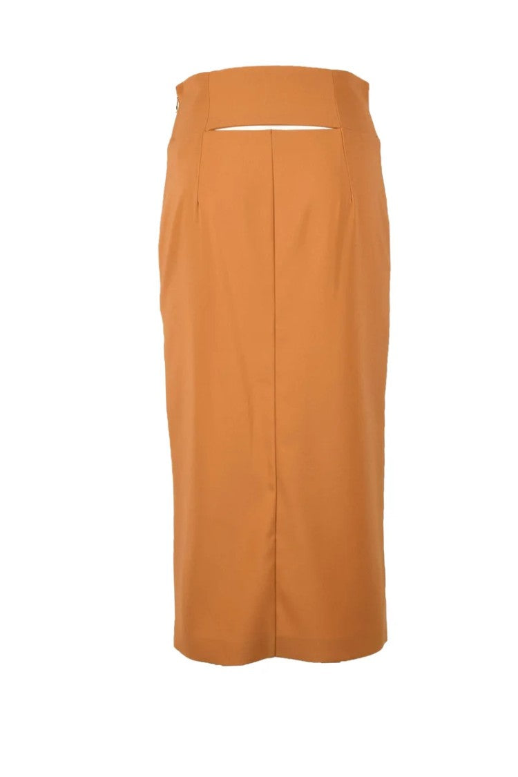 Patrizia Pepe Brown Tailored Polyester Pencil Skirt