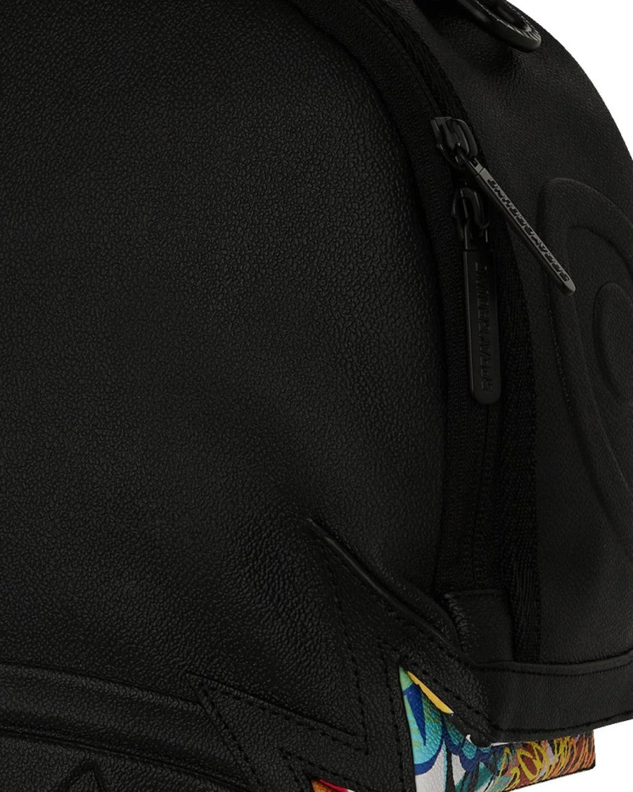 Sprayground Jagged-Design Black Backpack With Velvet Accents