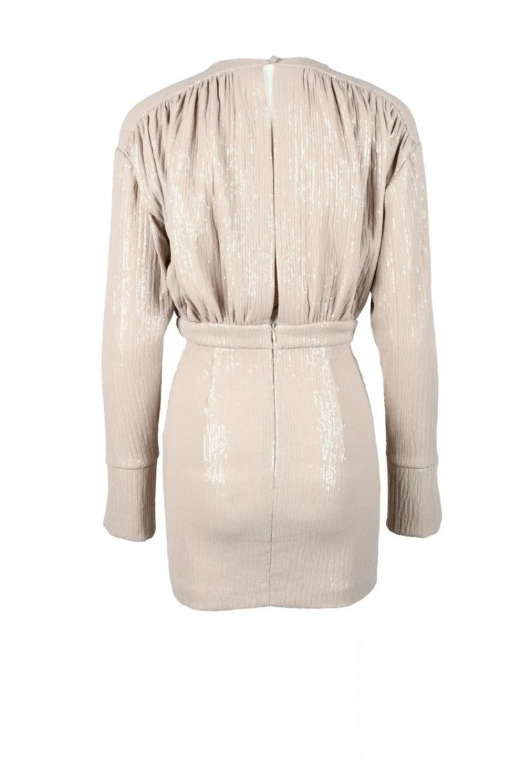 The Mannei Short Sequin Dress - Beige