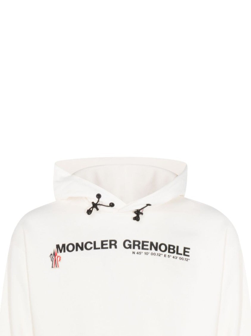 Moncler Grenoble Beige Hooded Sweatshirt With Adjustable Drawstrings