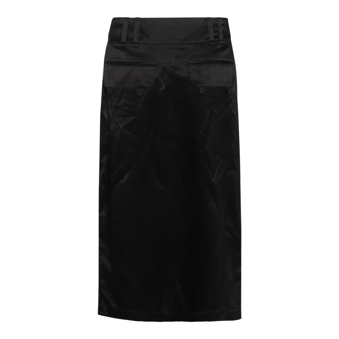 Saint Laurent Silk Midi Skirt With Front Placket And Belt Loops