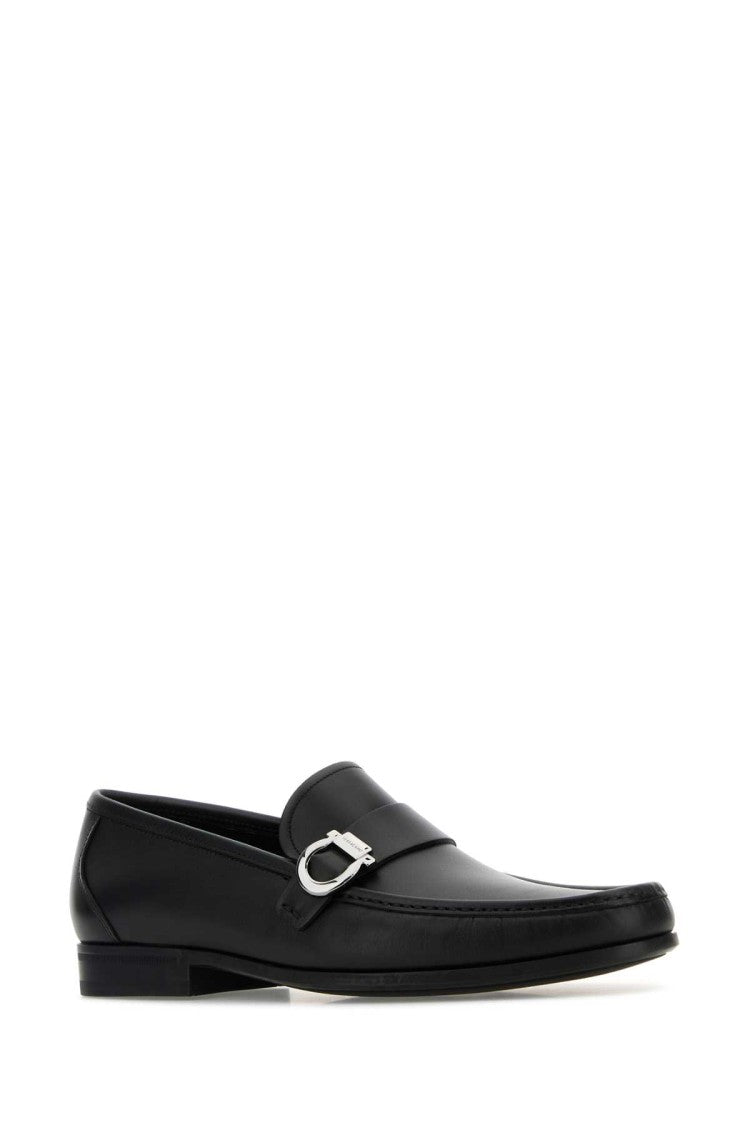 Salvatore Ferragamo Black Leather Caspian Loafers