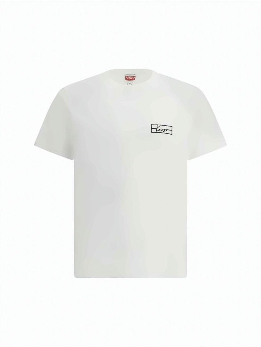 Kenzo Short-Sleeve White T-Shirt With Embroidered Logo