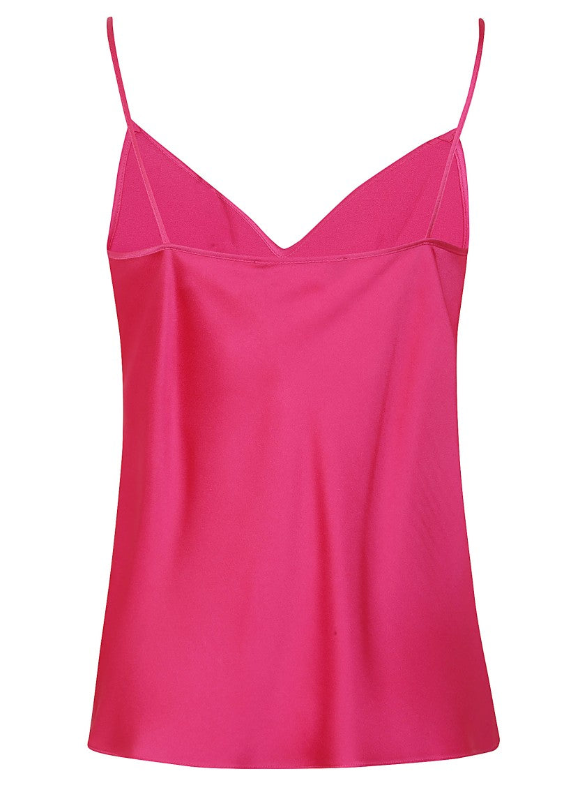 Max Mara Satin-Finish V-Neck Top With Decorative Spaghetti Straps