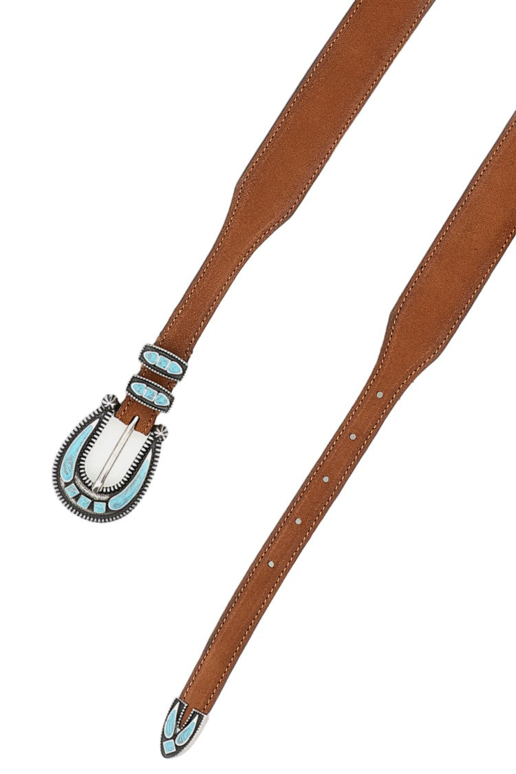 Alberto Luti Brown Leather Belt With Silver Buckle