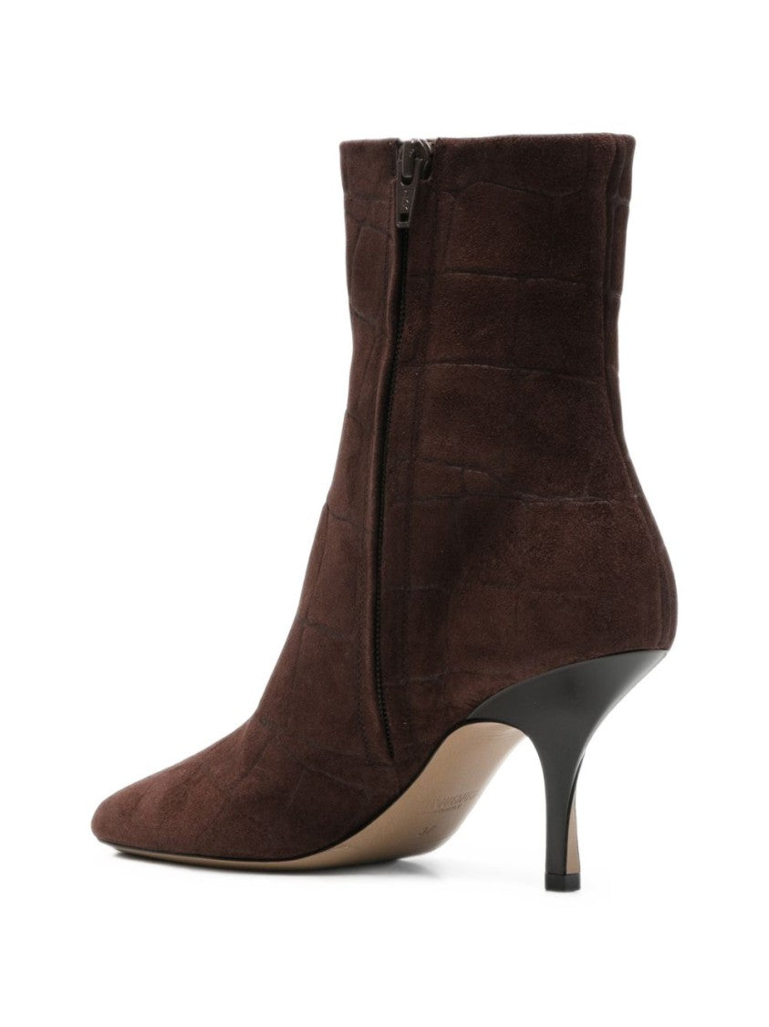 Jacquemus Textured Pointed Toe Ankle Boots With Slim Kitten Heel
