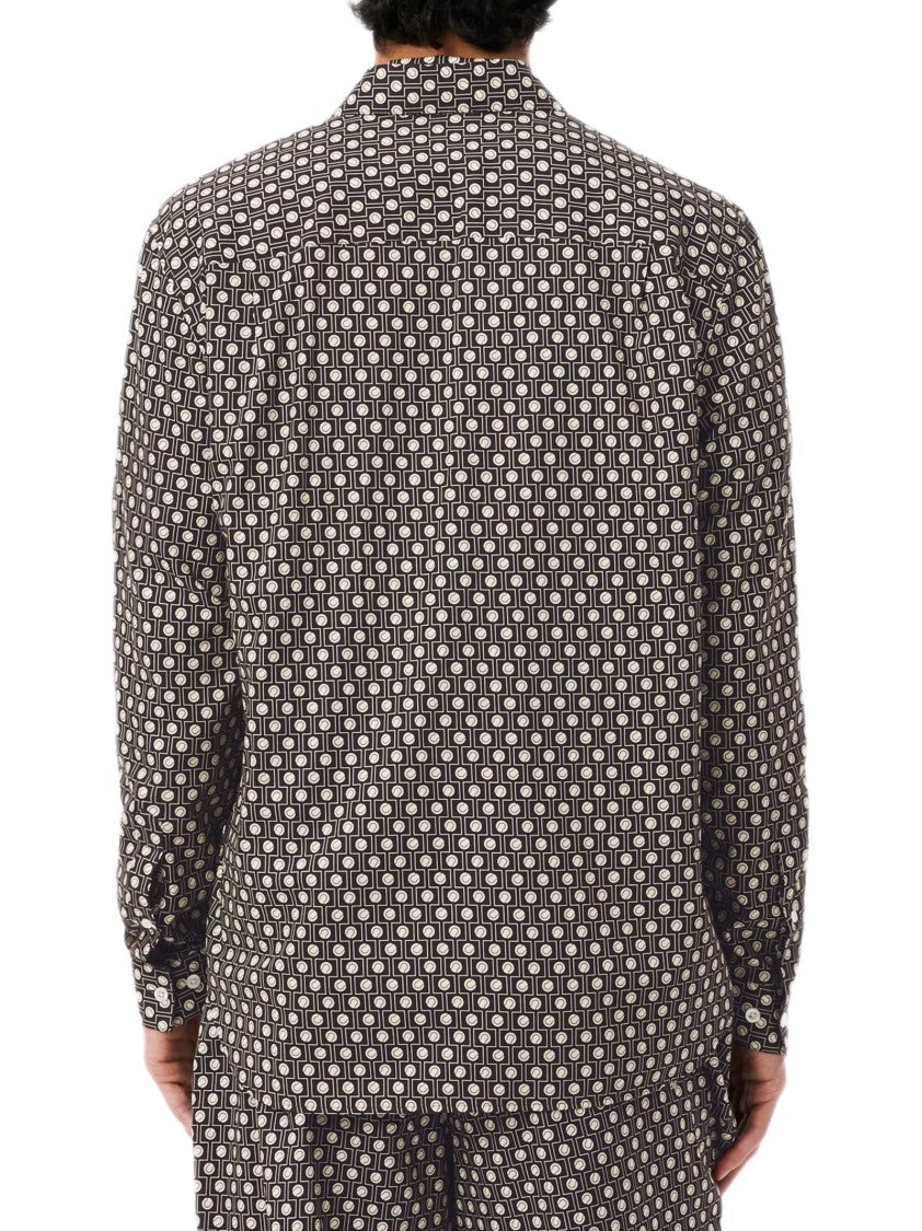 Lacoste Micro-Patterned Long-Sleeve Shirt With Classic Collar And Subtle Trim
