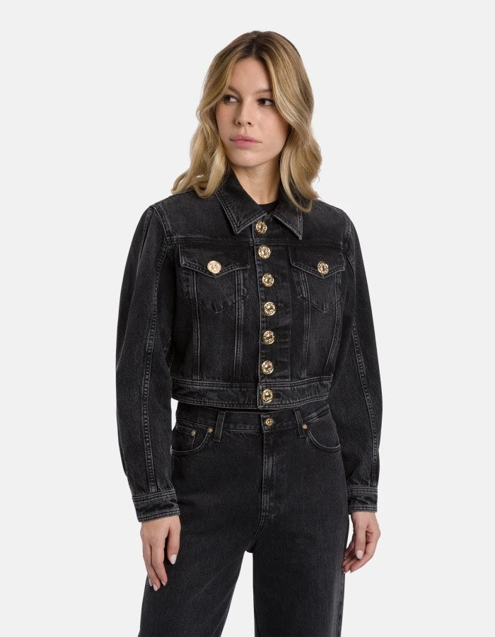 Dondup Cropped Denim Jacket With Classic Collar