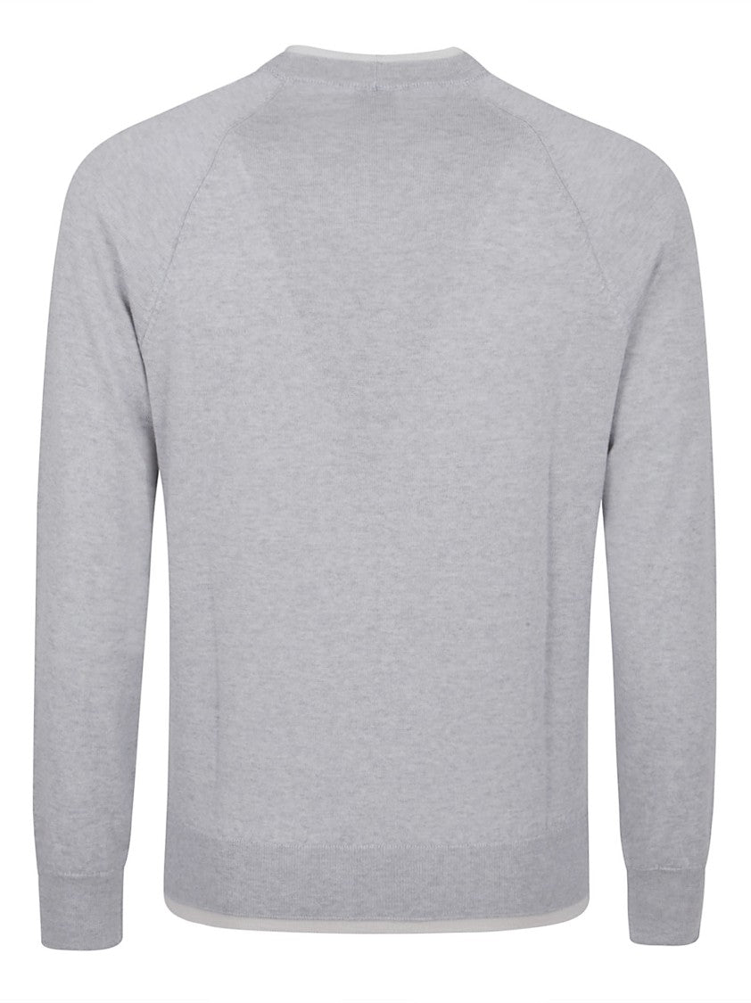 Eleventy Mock Neck Sweater With Ribbed Detailing And Contrast Accents