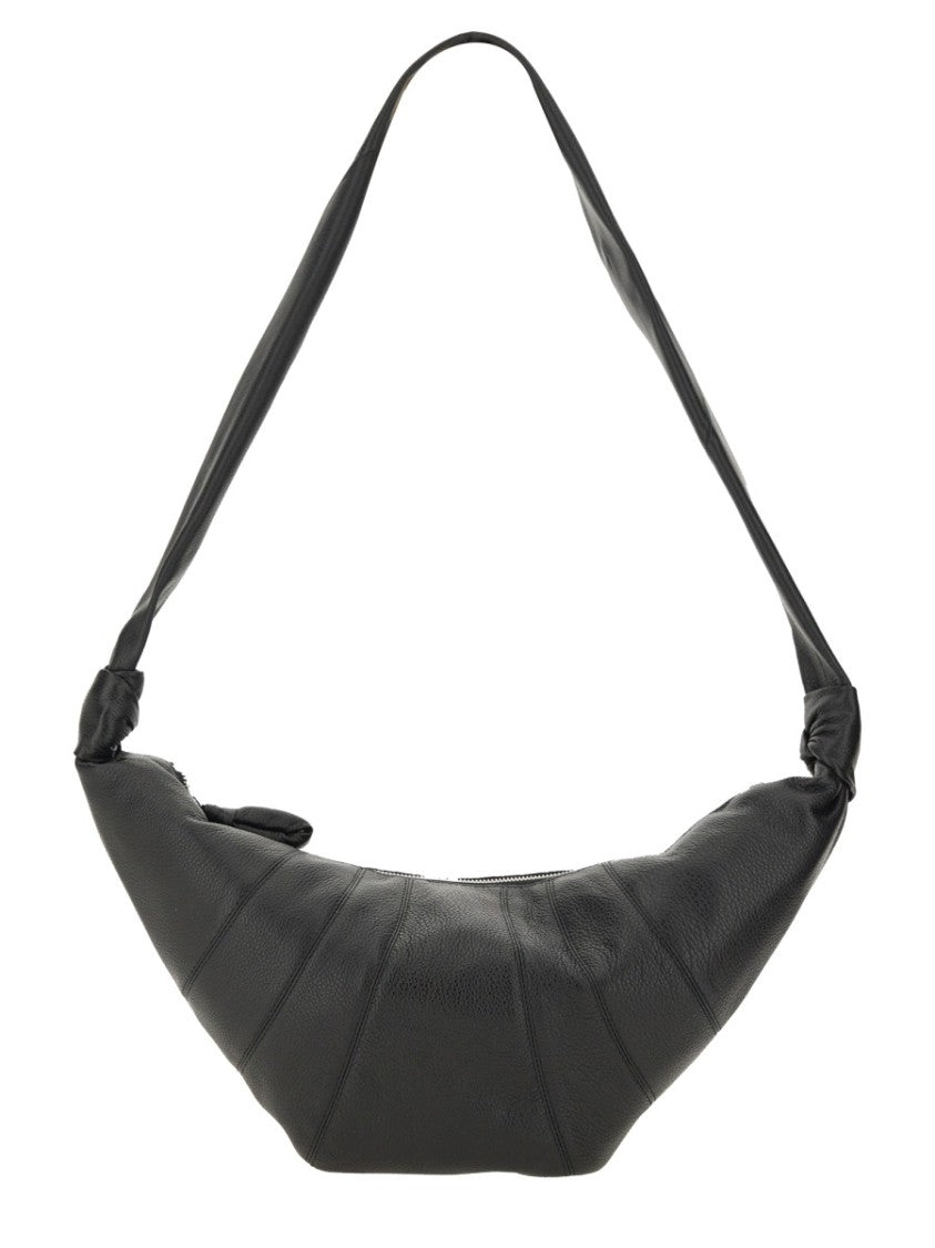 Lemaire Medium Crescent-Shaped Black Shoulder Bag With Stitched Details